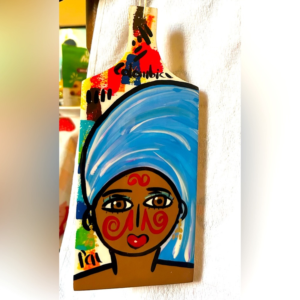 Columbia Souvenir Wooden Paddle with Lady design Colorful Home decor